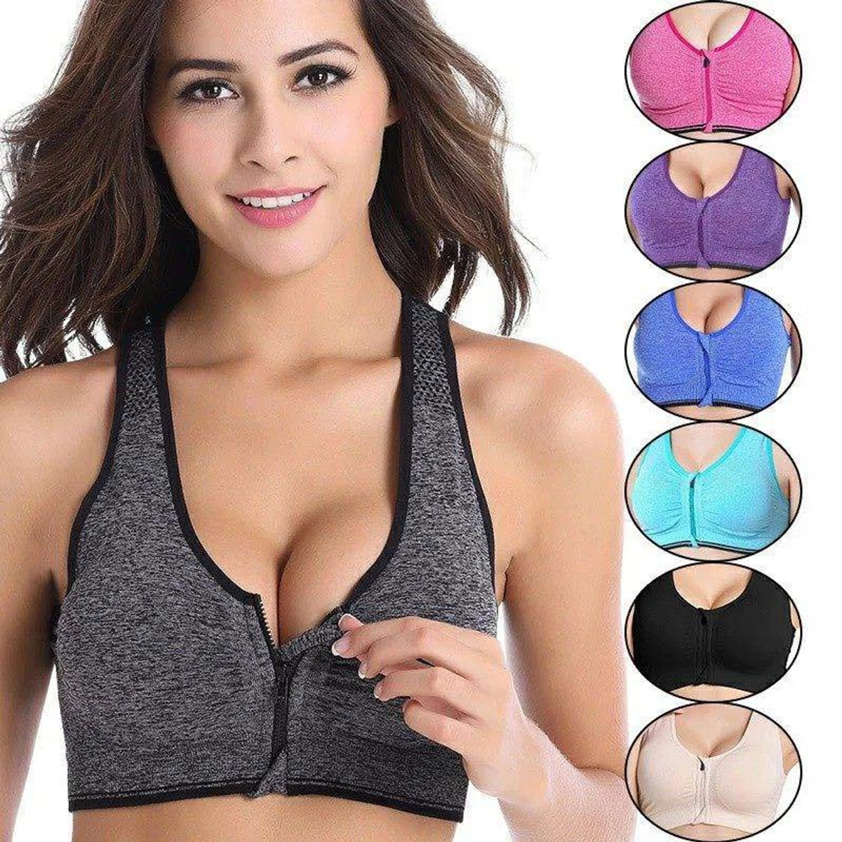 Front zipper sports Bra